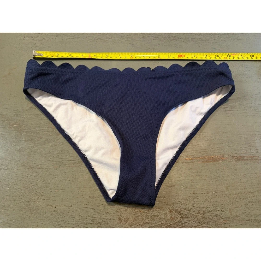 Cupshe Navy Blue Scalloped Textured Bikini Bottom Swim Large